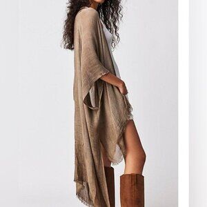 Free People Day Dream Washed Knit Boho Beach Long Duster Kimono OS